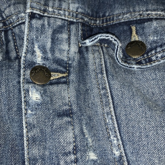 Free People Jacket Women's Size Medium Blue Denim Hoodie Long Sleeve Distressed - Picture 4 of 14